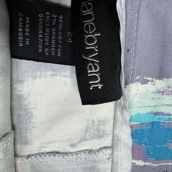 Lane Bryant Abstract Purple Mini Skirt Plus Size 24 Side Zip Stretch Cotton - Picture 3 of 5